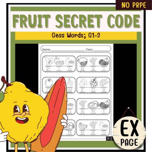 Secret CVC Words | Guess Code Words: Fun Fruit-Themed | Worksheets