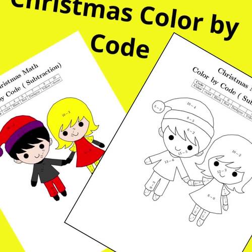 Christmas Color by Code: Math Subtraction Activity & Coloring Pages
