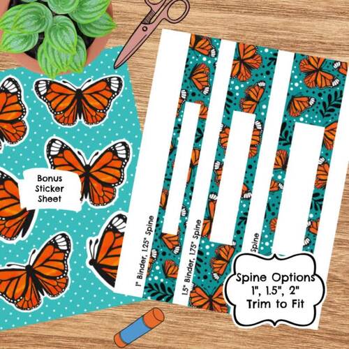 Printable Binder Cover &amp; 15 Page Planner Set Stickers 8.5x11 PDF Blue ...