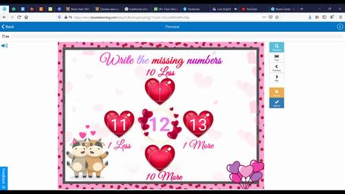 Valentines Day Math 1 More 1 Less 10 More 10 Less Boom Cards 1st Grade Math