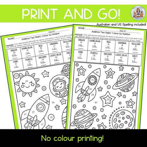 4th Grade Math Color By Number Vertical Addition Printable Worksheets