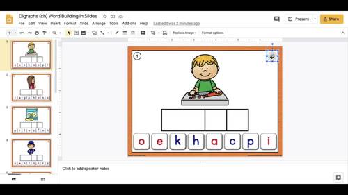 Digraph Ch - Phonics Word Building for Google Slides by Second Grade Smiles