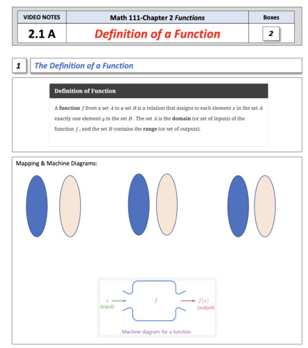 Preview of Definition of a Function