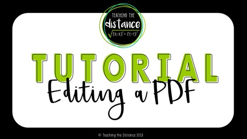 Editing A Pdf Tutorial By Teaching The Distance Tpt
