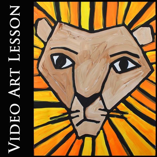 Preview of AFRICAN LION Art Lesson | Father's Day Directed Drawing & Painting Project