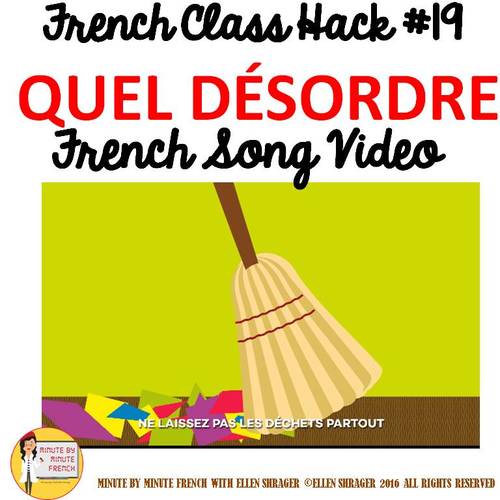 Preview of 19 French Class Transition Video "Clean the Room" for CI TCI TPRS and 90% TL