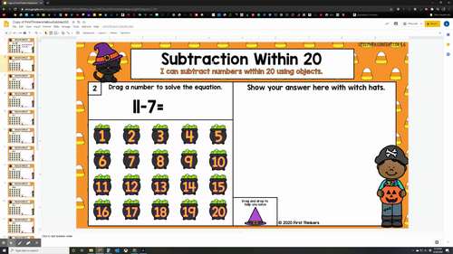 Halloween Math Games Subtraction Within 20 Digital Resources | Fall Activities