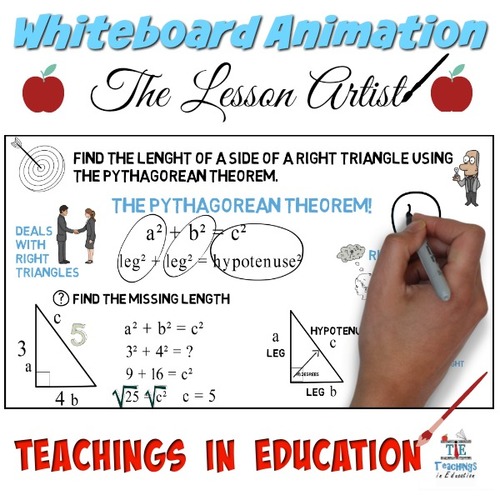 Preview of Pythagorean Theorem Problem #1: Whiteboard Animation