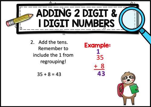 2 Digit by 1 Digit Addition with Regrouping Printable and Digital Task Cards