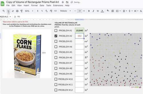 Volume of Rectangular Prisms Pixel Art Digital Resource Math by Algebra ...