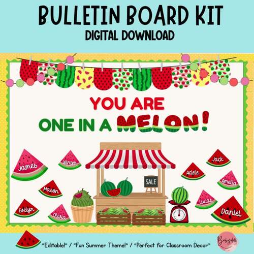 Watermelon Bulletin Board Kit Summer Classroom Door Decor One in a ...