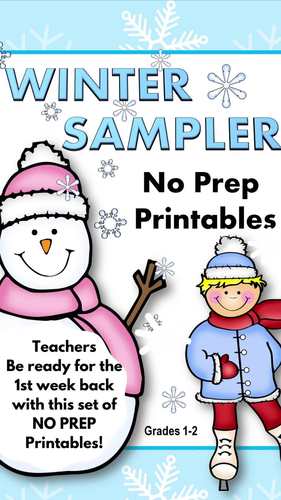 January Math and ELA No Prep Printable Worksheets by Primary Teachspiration