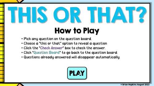 Addition Facts to 10 This Or That Game for use with PowerPoint™ for Math
