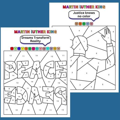 Martin Luther King Jr Coloring Pages by Number | MLK Day | I Have A Dream