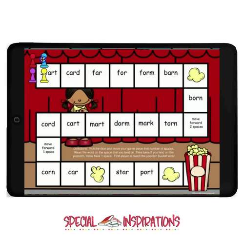 AR OR Phonics Board Games Popcorn Themed Print & Digital Google Slides™
