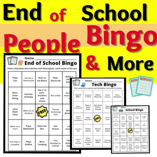 Bingo End of School Year Activity People Find Someone Who Summer Resource