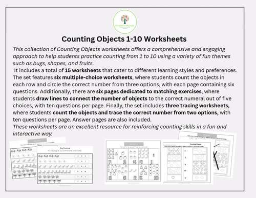 Counting 1-10 Objects Worksheets set 2 (ABLLS-R, AFLLS + VB Mapp aligned)