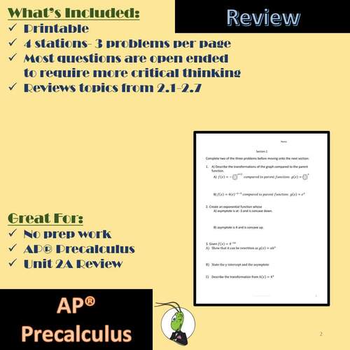 AP® Precalculus Unit 2.12.7 Review Activity Exponential Functions