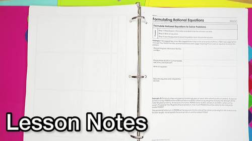 Writing Rational Equations Notes and Practice by Math Beach Solutions