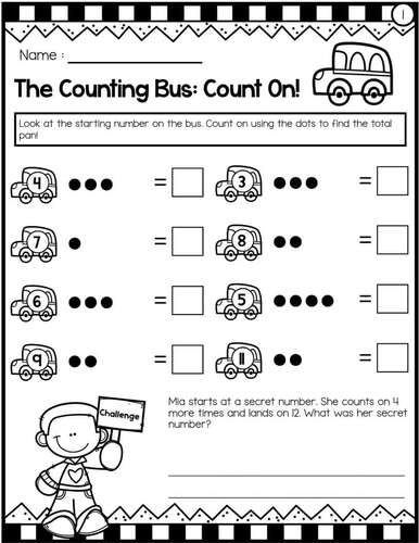 1st Grade Count on and Count Back Addition Subtraction Activities | 1 ...