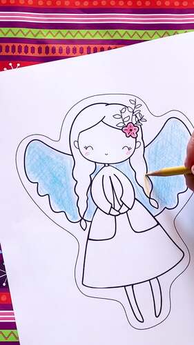 Christmas Angel Puppet Coloring Craft | Holiday Stick Puppets to Color ...