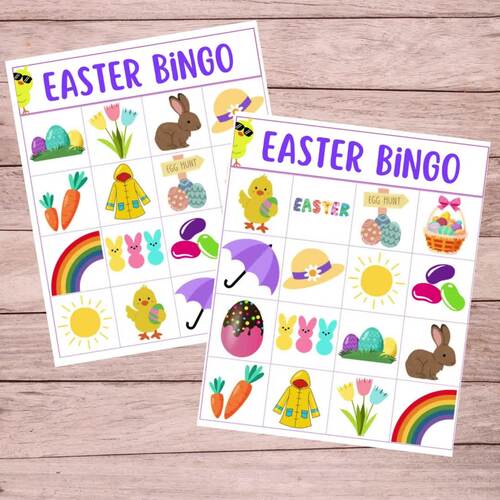 Easter Bingo Indoor Game Holiday Fun Activity Spring Party Bunny Egg Spring