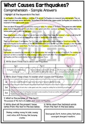 Explanation Text - What Causes Earthquakes? by Pink Tulip Teaching ...