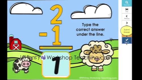 Boom Cards Math Subtract within 10 Vertical Digital Task Cards Distance Learning