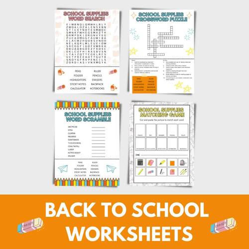 Back to School Activities| Printable Word Search Worksheet and Activities