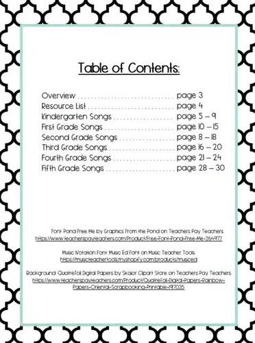 K-5 General Music Song Lists by Music Mrs K | Teachers Pay ...
