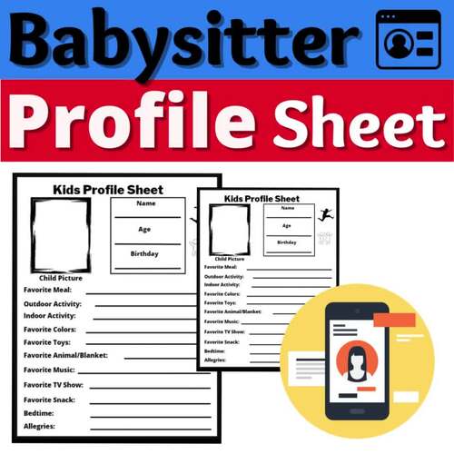 Babysitter Child Profile Sheet Babysitting Resource Children Babysit
