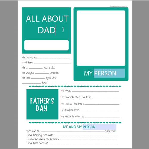All About Daddy | Full Version | Father's Day Editable PDF Printable ...
