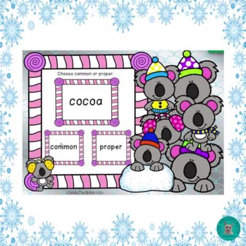 Winter Koala Common and Proper Nouns Boom Cards™ by The British Kitty