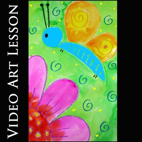 Preview of BUTTERFLY GARDEN Spring Art Lesson | MOTHER'S DAY Drawing & Painting Activity