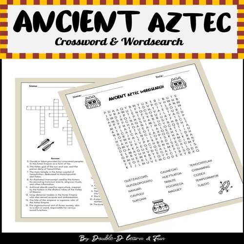 Ancient Aztec Crossword Wordsearch 5 12 MorningWork Social Studies