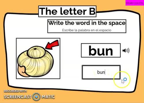 ESL Bilingual Kindergarten Grade 1 Phonics B Words Worksheet PDF NO PREP