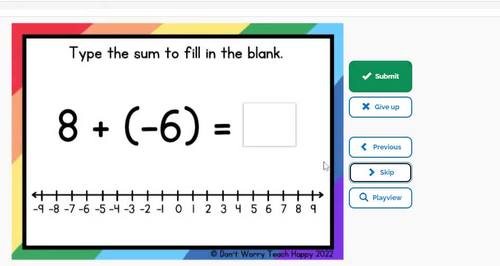 Adding Integers with a Number Line - Self-Checking Digital Activity