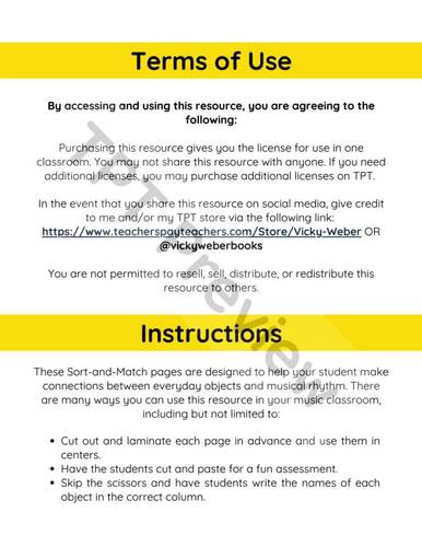 Cut and Paste Rhythm Sort (Quarter and Eighth Notes) by Vicky Weber