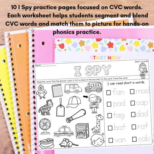 I Spy Phonics CVC Words Short Vowel Worksheets for Science of Reading ...