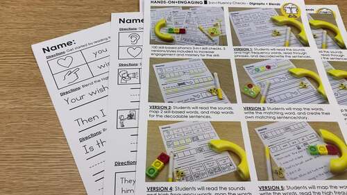 Digraphs + Blends 3-in-1 Fluency Checks Phonics and Science of Reading ...