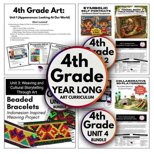 4th Grade Yearlong Art Curriculum Bundle by Bethany Joy Designs | TPT