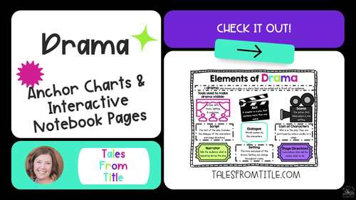 Elements of Drama Anchor Charts & Interactive Notebook Pages | TPT