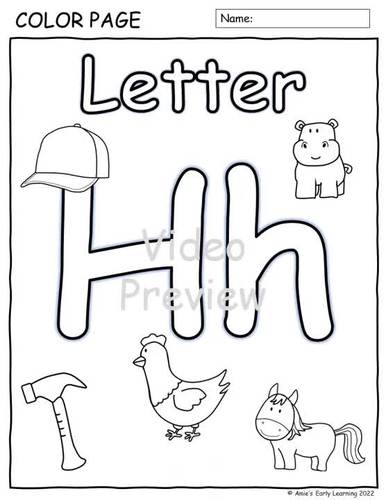 Alphabet Letter H Tracing Writing Recognition Worksheets Printable or