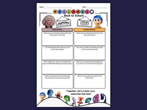 Inside Out 2 Back to School Worksheet | Back to School Activity | TPT