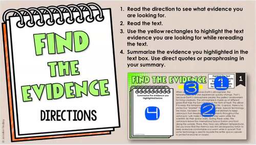 Text Evidence Activities | Find the Evidence Printables with Digital
