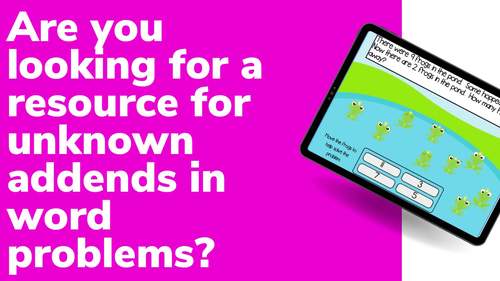 One Unknown Addend Word Problems Digital Boom Task Cards