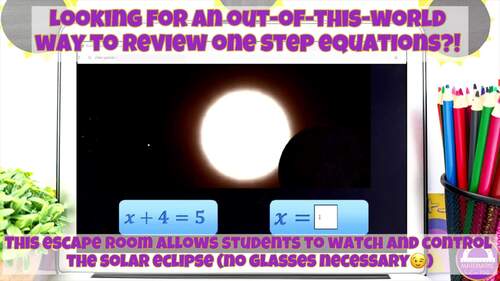 Solving One Step Equations Activity NO NEGATIVES Digital Solar Eclypse