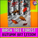 Autumn Birch Forest Art Project, Mixed Media Art Lesson fo