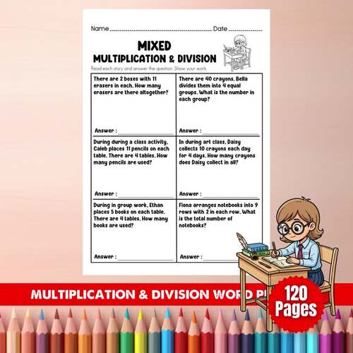 Grade 3 Multiplication & Division Word Problems Bundle | School Math PDF