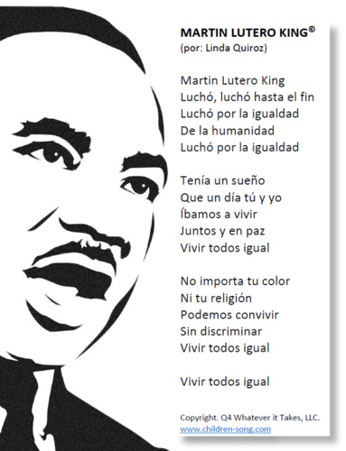 Preview of Martin Luther King Song in Spanish